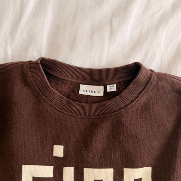 Clare V Brown Crewneck Sweater with 'CIAO' Graphic - Picture 3 of 4